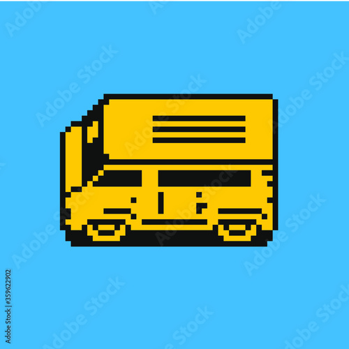 Van pixel art icon   isolated vector illustration. Service app and logo transport company. Game assets. Design for stickers  embroidery   logo and mobile app.