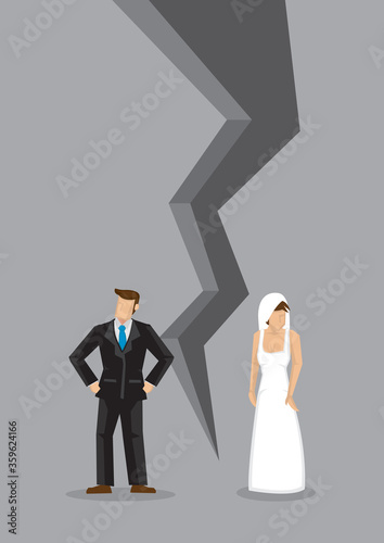 Concept of breakup couple. Creative cartoon vector illustration.