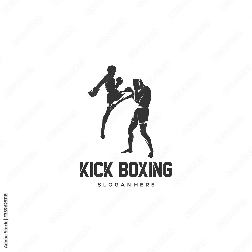 kick boxing silhouette logo vector kick boxing silhouette logo vector