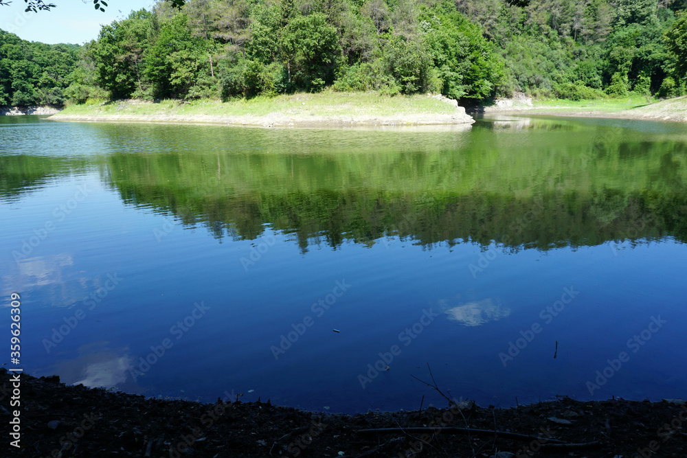 Lake in the forest, reflection in the water, beautiful scenery Lake in the forest, reflection in the water, beautiful scenery