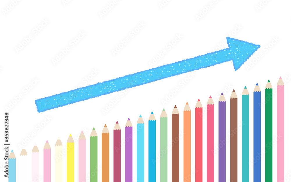 右肩上がりに並ぶ色鉛筆のグラフィック素材 ベクターイラスト Stock Vector Adobe Stock