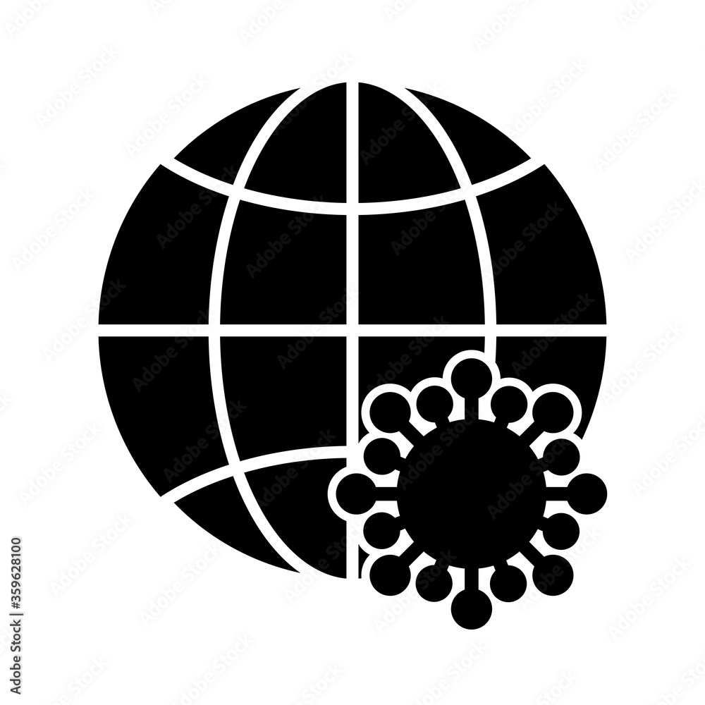 world globe has infected with covid-19 viruses , silhouette style icon world globe has infected with covid-19 viruses , silhouette style icon
