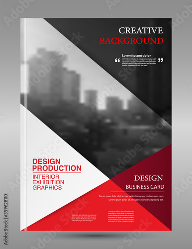 Red triangle business annual report brochure flyer design template vector, Leaflet cover presentation abstract geometric background, modern publication poster magazine