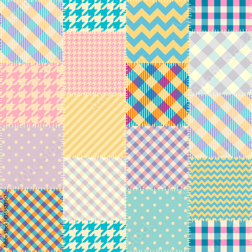 Patchwork textile pattern. Seamless quilting design background.