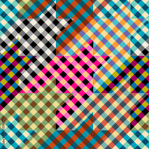 Patchwork textile pattern. Seamless quilting design background.