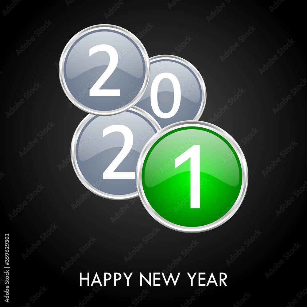 Happy new year 2021 illustration, modern design greeting card with black background Happy new year 2021 illustration, modern design greeting card with black background