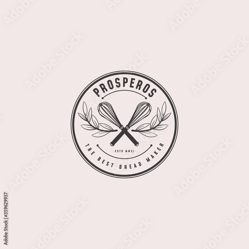 Balloon Whisk Vintage Logo Design for Bakery