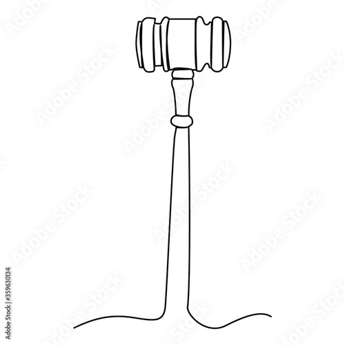 one line continuous drawing wooden mallet