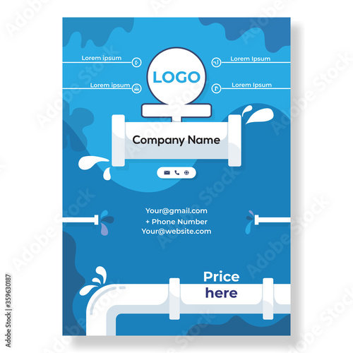 Modern Layout plumber poster, pamflet, brochure a4 vector illustration template design