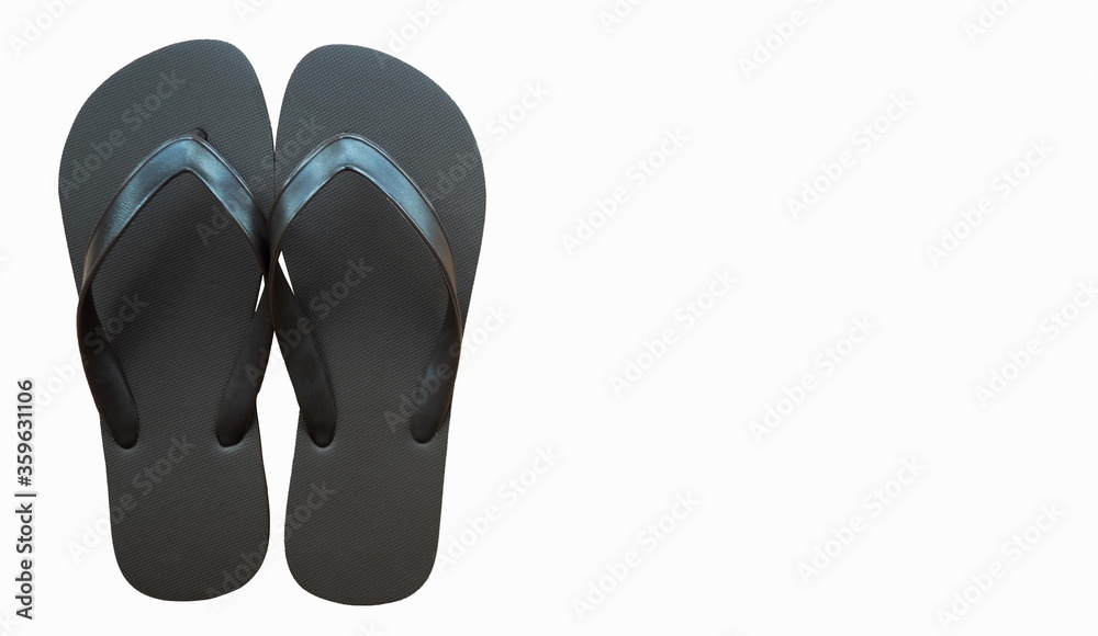 Top view of brown beach flip flops on white background. Top view of brown beach flip flops on white background.