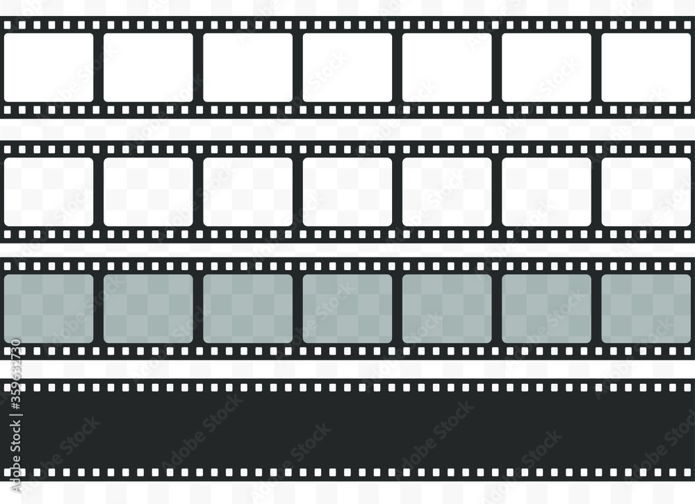 Film strip seamless pattern shape. Cinema movie logo symbol. Vector illustration. Isolated on background.