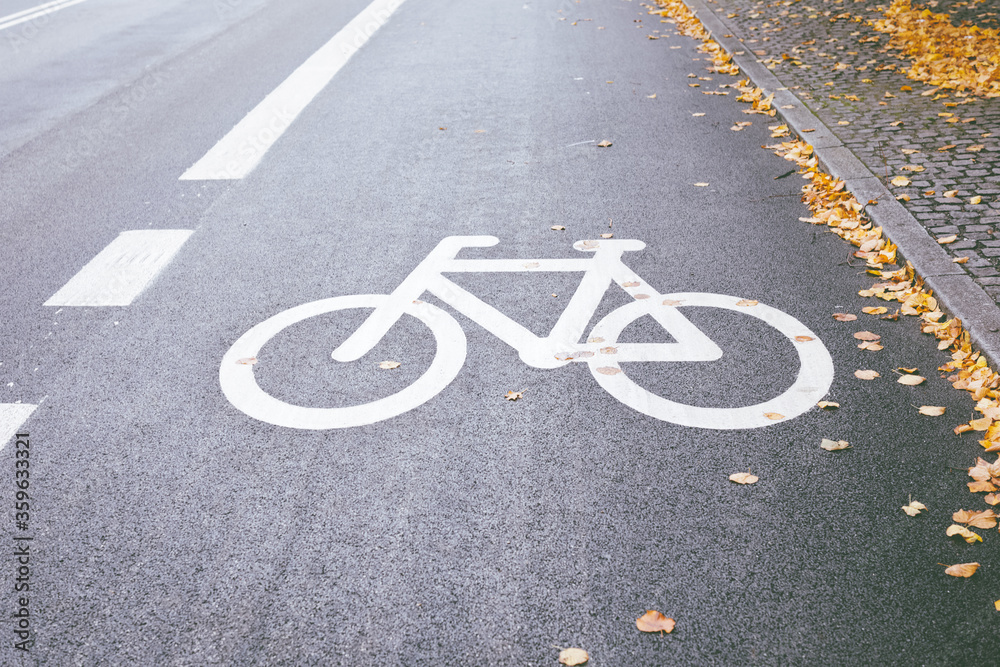 Bicycle road sign on the asphalt street Bicycle road sign on the asphalt street