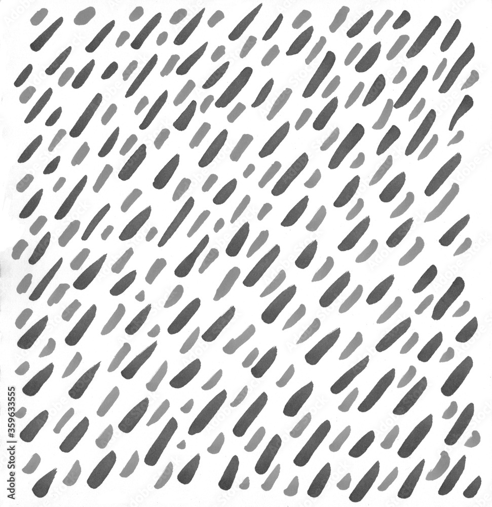 Abstract black white background drawn by hand markers, lines, dynamics