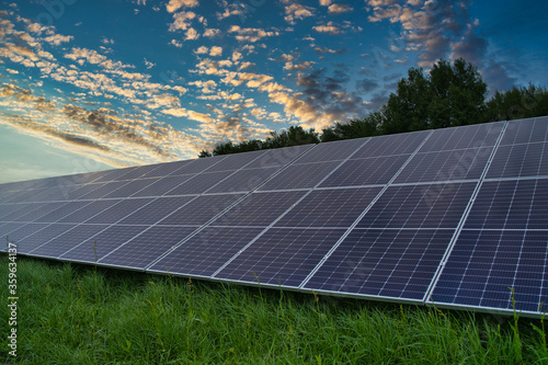 
Beautiful view of the solar panels. Green energy of the sun.