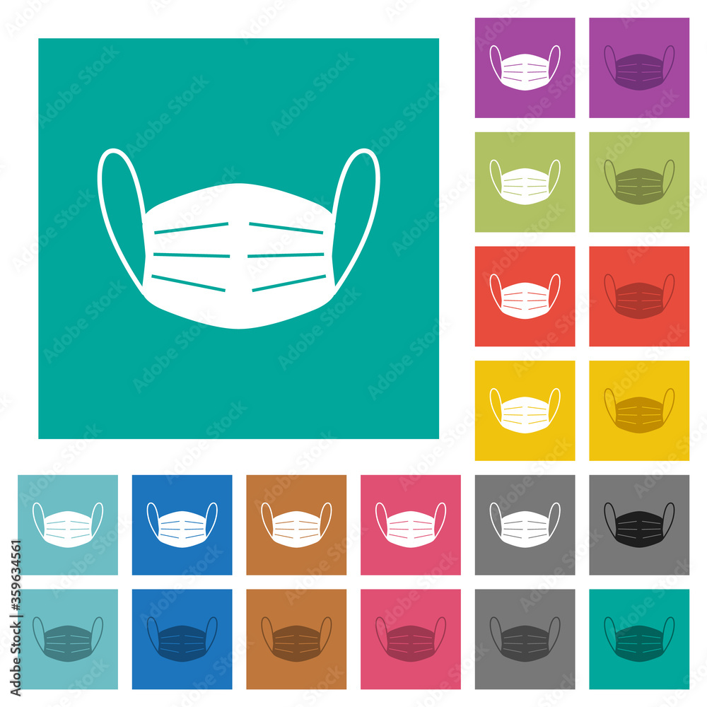 Medical face mask square flat multi colored icons Medical face mask square flat multi colored icons
