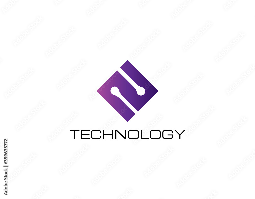 Lovely Logo of Technology with Letter S Concept. Design with Negative Space Style of Dot Connection on Purple Square Isolated on White Background. Vector Illustration Lovely Logo of Technology with Letter S Concept. Design with Negative Space Style of Dot Connection on Purple Square Isolated on White Background. Vector Illustration