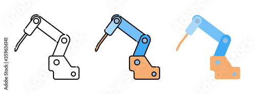 Welding robot icon set isolated on white background for web design