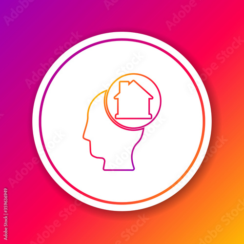 Color line Man dreaming about buying a new house icon isolated on color background. Circle white button. Vector.