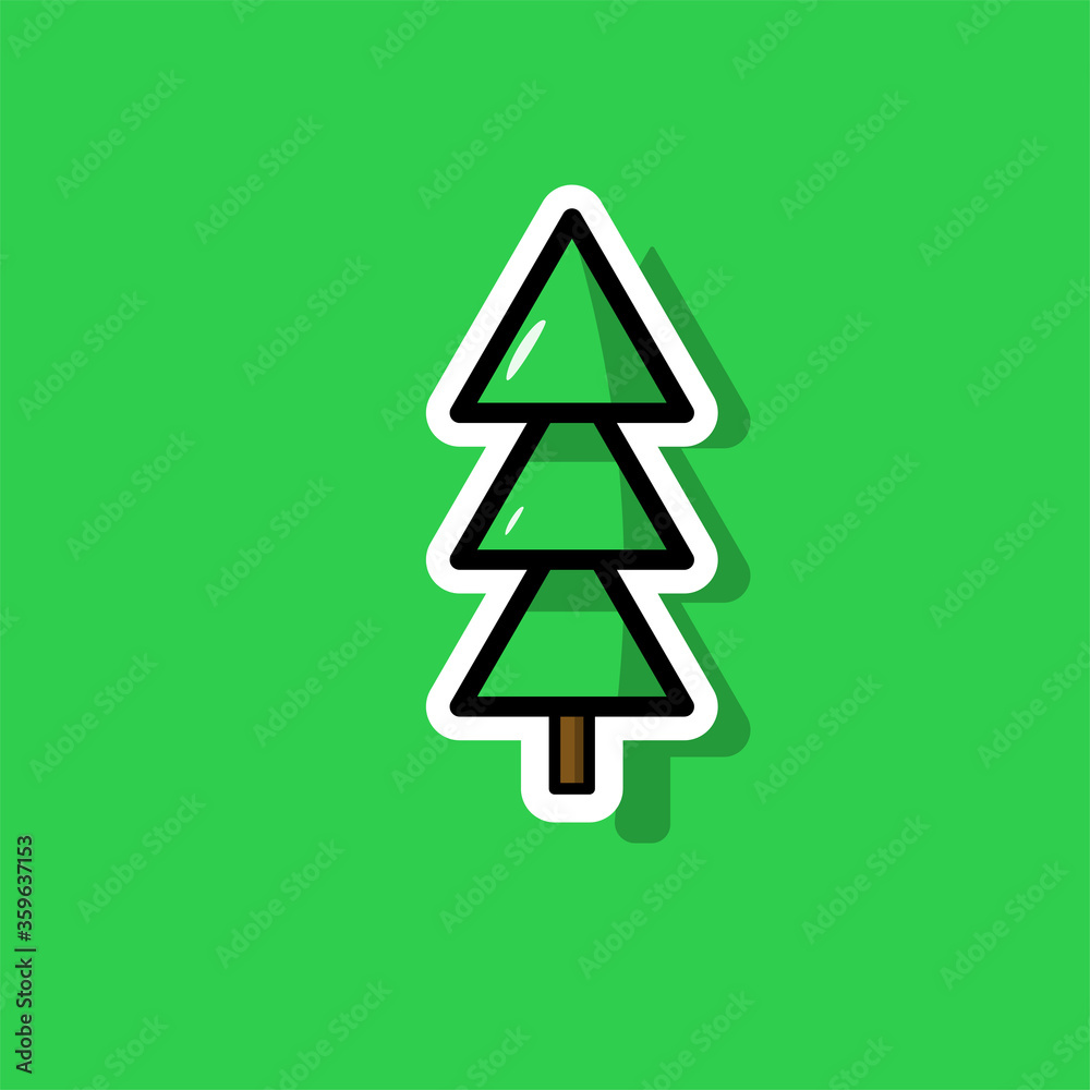 Obraz premium Modern tree sticker with outline and