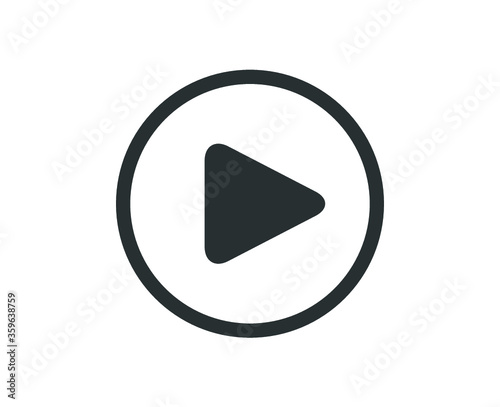 Play button icon.  Outline vector play button. 