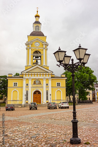 Street in the city of Vyborg of Leningrad oblast, Russia.