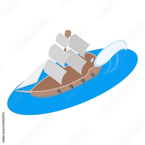 Caravel icon. Isometric illustration of caravel vector icon for web