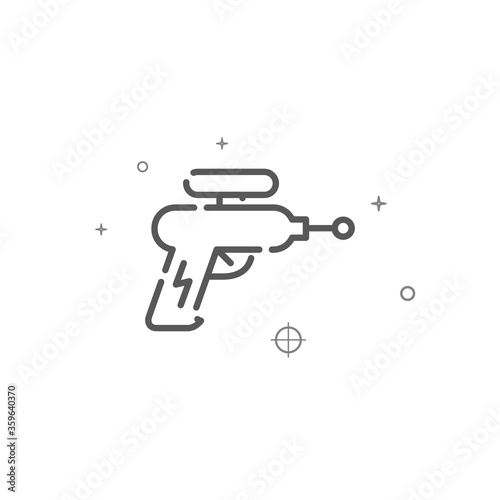 Blaster, beam gun simple vector line icon. Symbol, pictogram, sign. Light background. Editable stroke