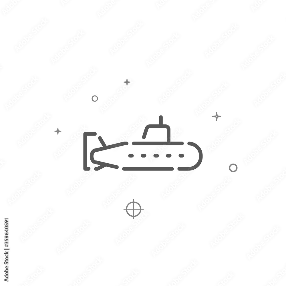 Submarine simple vector line icon. Symbol, pictogram, sign. Light background. Editable stroke