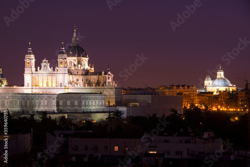 Madrid, Spain skyline at Santa Maria la Real de La Almudena Cathedral and the Royal Palace. © Daniel Carpio