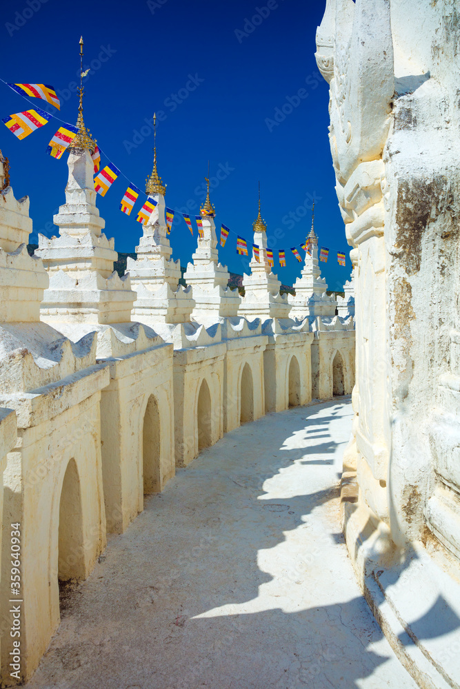 Hsinbyume Myatheindan Pagoda (White Temple) in Mingun, near Mandalay in Myanmar (Burma)