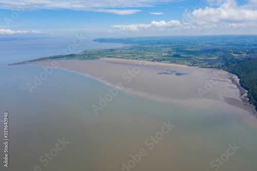 Sand Bay Beach tide out from drone