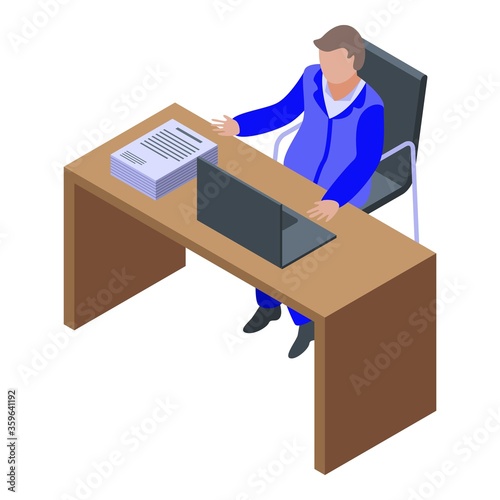 Tax inspector workplace icon. Isometric of tax inspector workplace vector icon for web design isolated on white background