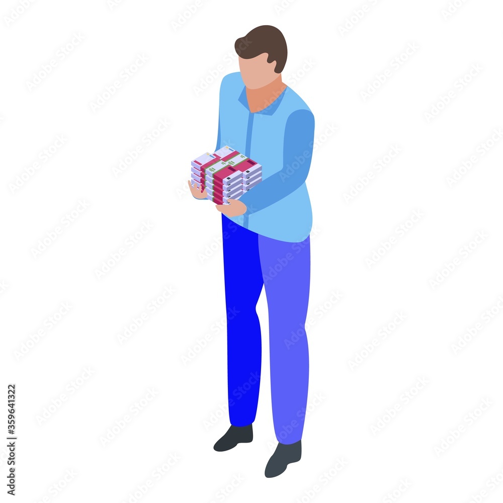 Man take money tax icon. Isometric of man take money tax vector icon for web design isolated on white background Man take money tax icon. Isometric of man take money tax vector icon for web design isolated on white background