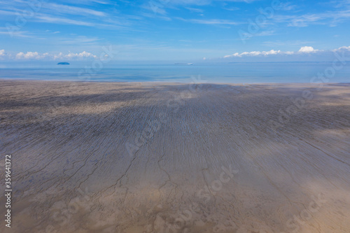 Sand Bay Beach tide out from drone