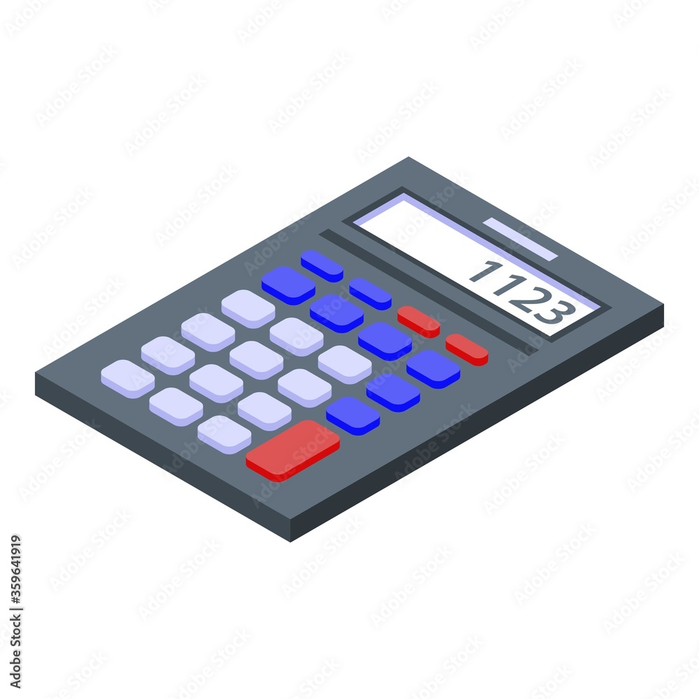 Tax calculator icon. Isometric of tax calculator vector icon for web design isolated on white background Tax calculator icon. Isometric of tax calculator vector icon for web design isolated on white background
