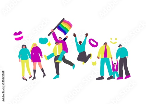 People participating in the Pride Parade.