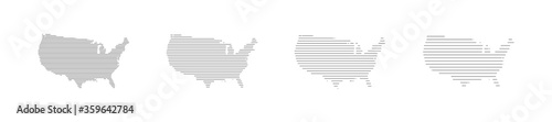 USA map set icon in line style. Abstract isolated vector
