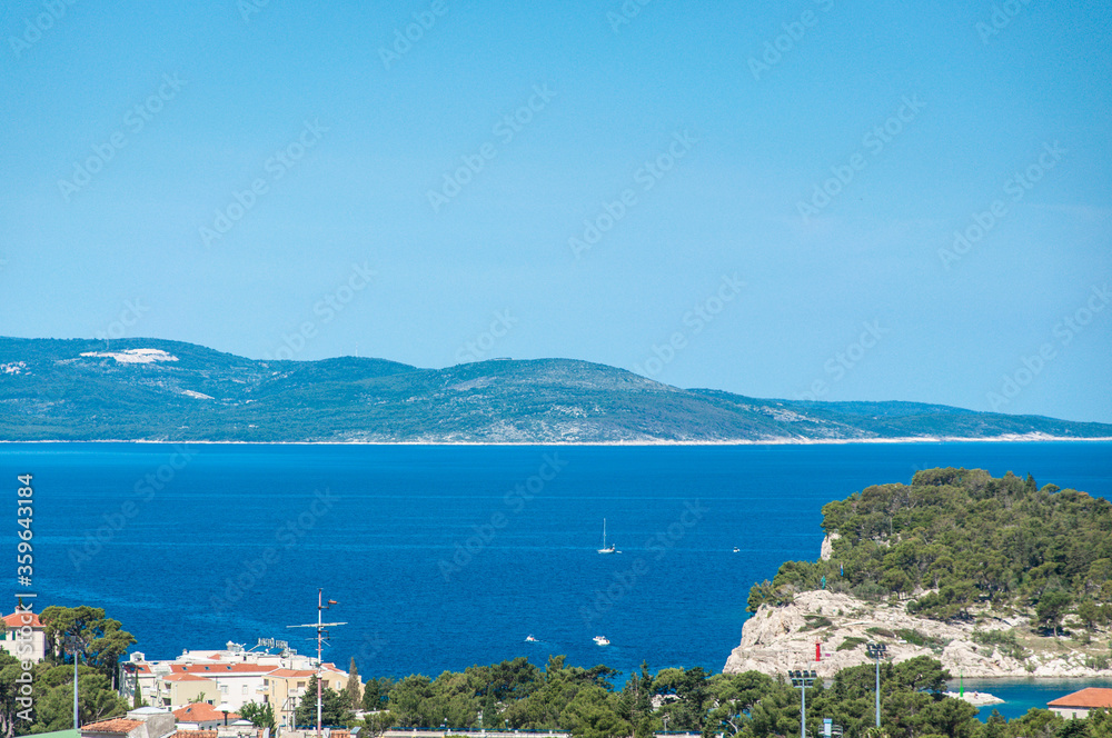 Blue sky and sea in Makarska, Croatia