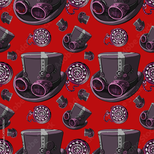 steampunk male cylinder seamless pattern