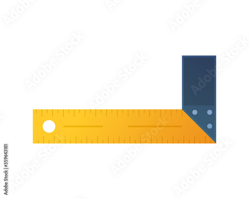 Try square icon in cartoon style. Woodworking hand tool element isolated on white background. Orange meter pictogram for DIY store website. Construction measuring instrument vector illustration.