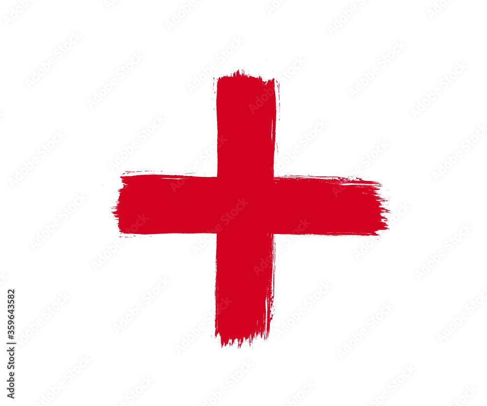 Obraz premium Brush stroke red cross vector. Vector red cross. Cross icon. 