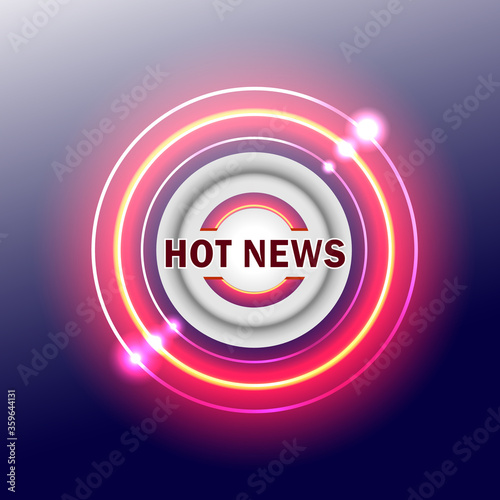 Hot news. Red bright background. Banner design template. Vector illustration. Red stand and hot news live.