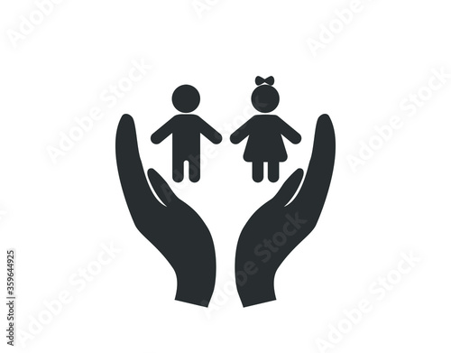 Kids care icon. Kids protection icon.   