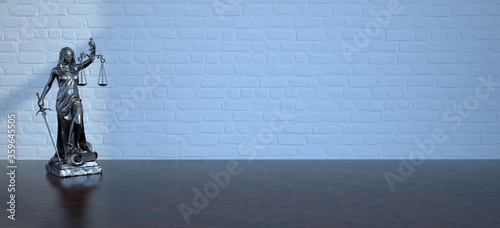 Bilde på lerret Lady Justice Statue in the room. 3d illustration.