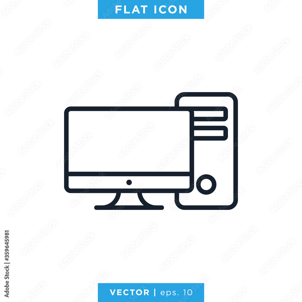 Desktop Computer Icon Vector Logo Design Template Desktop Computer Icon Vector Logo Design Template