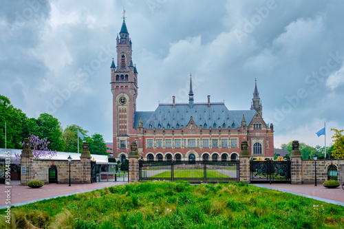 The Peace Palace international law administrative building in The Hague, the Netherlands houses the International Court of Justiceis photo