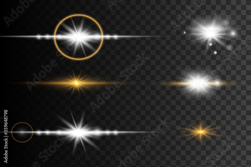 Set Of Gold Sparks Isolated. Vector Glowing Stars.