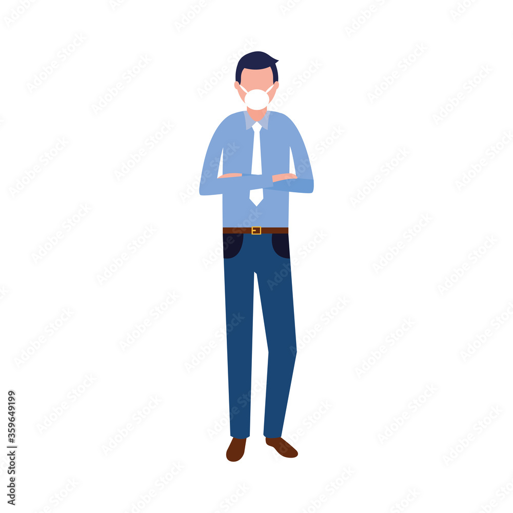 Man with medical mask vector design