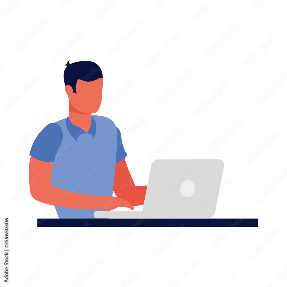 Man with laptop vector design