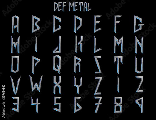 Def Metal Heavy spikey Alphabet 3D illustration